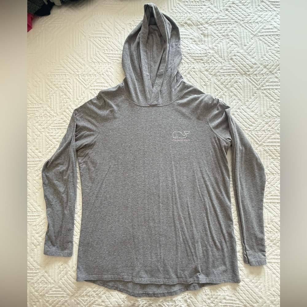 Vineyard Vines Women’s Heather Gray Hooded Long-Sleeve Shirt